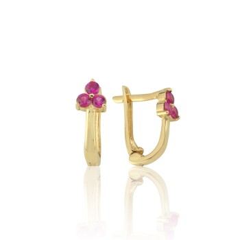 Fuşya Taşlı Çocuk Küpesi - Melike