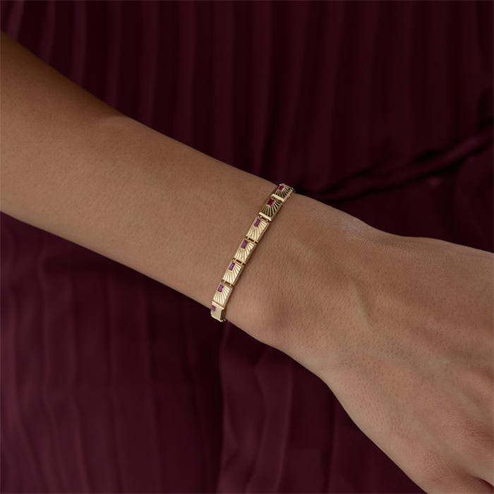 Fuşya Taşlı Nolara Bileklik - Mg Gold (1)