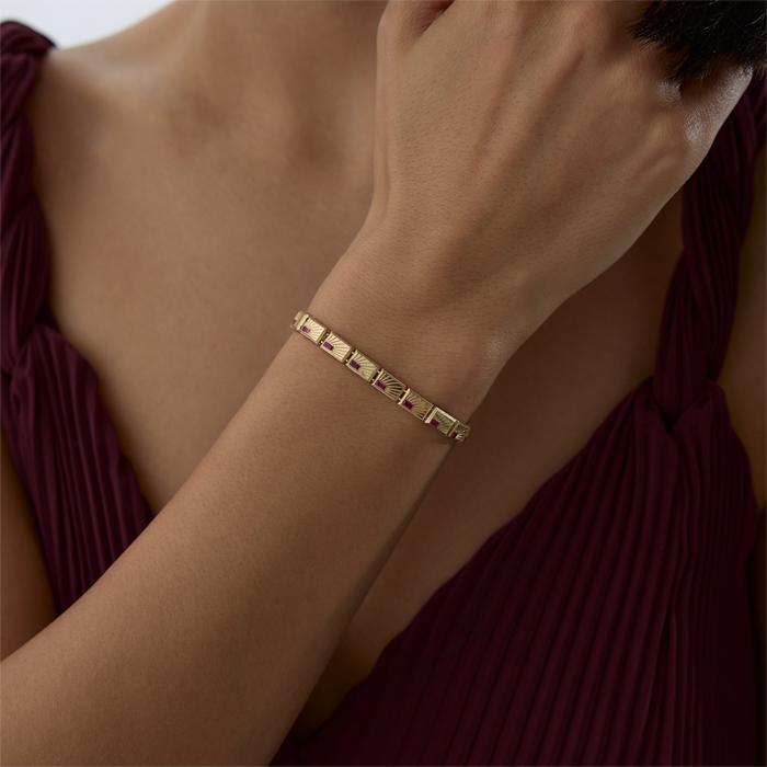 Fuşya Taşlı Nolara Bileklik - Mg Gold