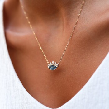 Gece Mavisi Kirpik Kolye - Rayna