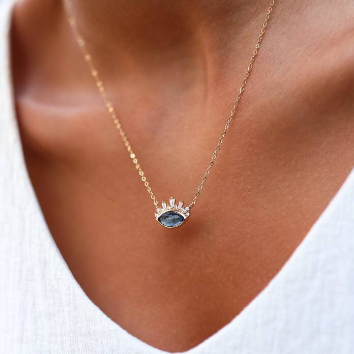 Gece Mavisi Kirpik Kolye - 1