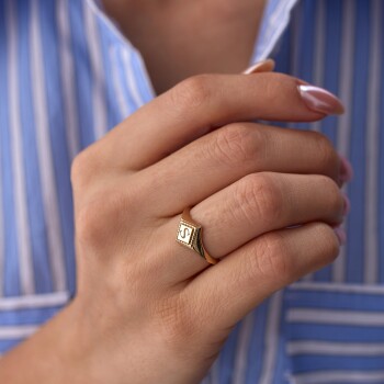 Geometrik Harf Yüzük - Rayna (1)