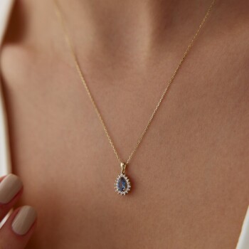 Gök Mavi Damla Kolye - Rayna