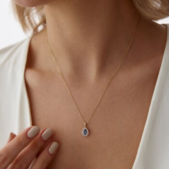 Gök Mavi Damla Kolye - Rayna (1)