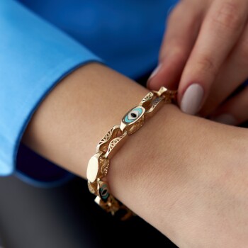 Göz İşlemeli Kalın Ataç Bileklik - Özer