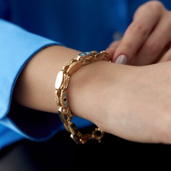 Göz İşlemeli Kalın Ataç Bileklik - Özer (1)