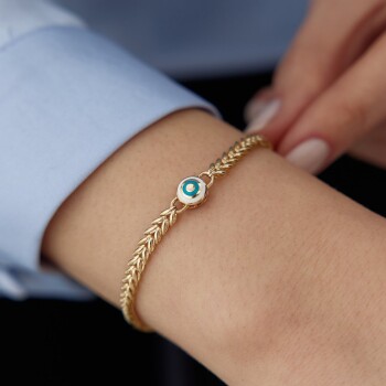 Göz Mineli Balıksırtı Bileklik - Konyalı Halil