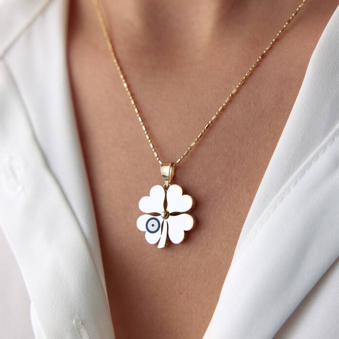 Göz Mineli Yonca Kolye - 1