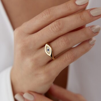 Göz Motifli Şovalye Yüzük - Cemart