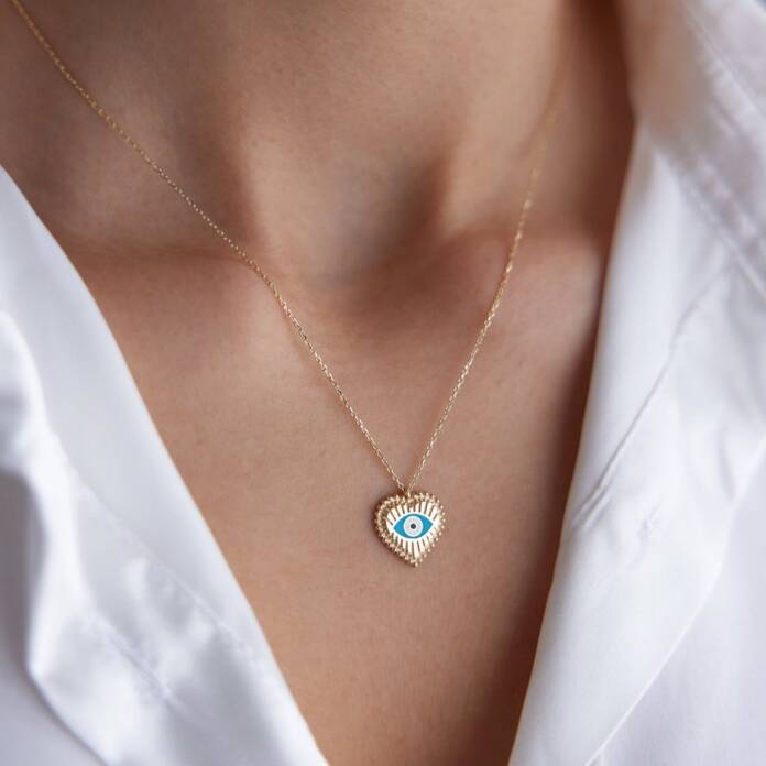 Gözlü Kalp Kolye - 1