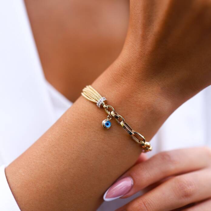 Gözlü Oval Ataçlı Bileklik - 1