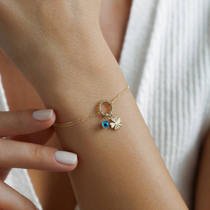Gözlü Yonca Charm Bileklik - 1