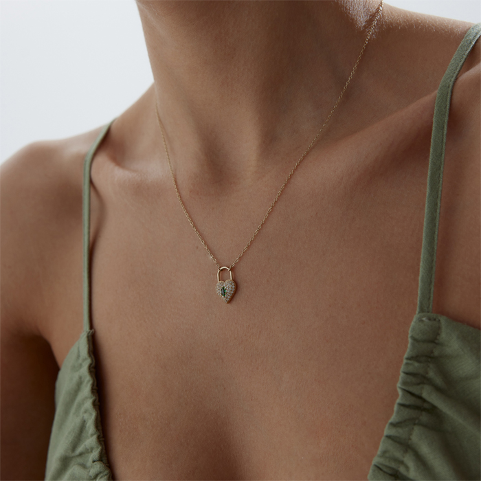 Green Kalp Kilit Kolye - Rayna