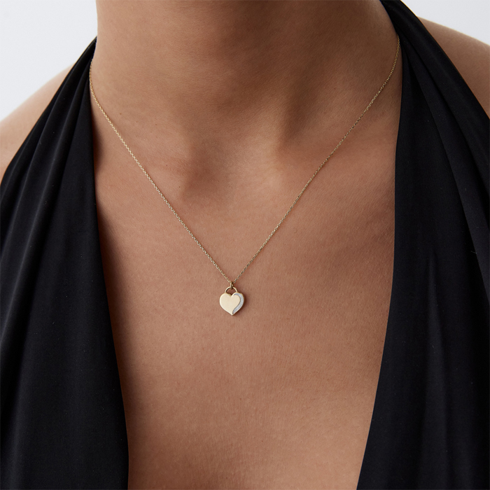 Gri Kenar Detaylı Kalp Kolye - Alen