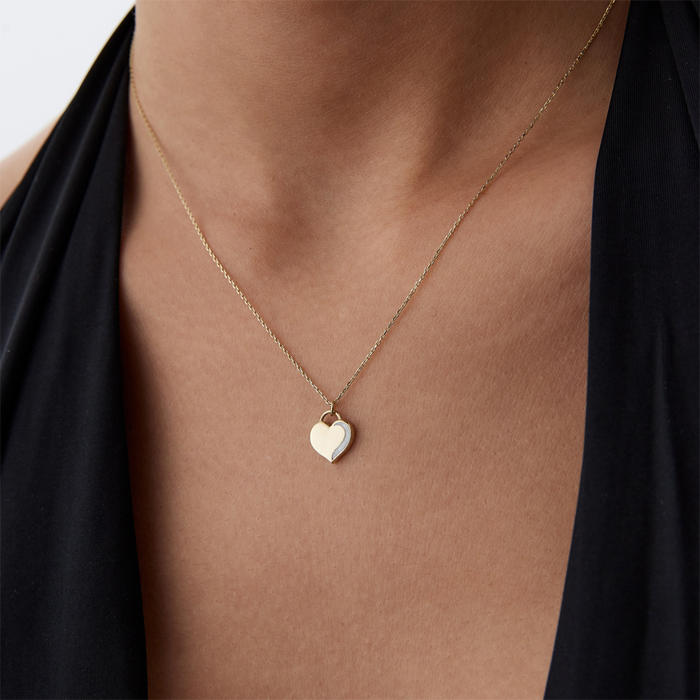 Gri Kenar Detaylı Kalp Kolye - Alen (1)