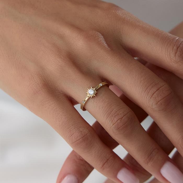 Güneş Görünümlü Tektaş Yüzük - Rayna (1)