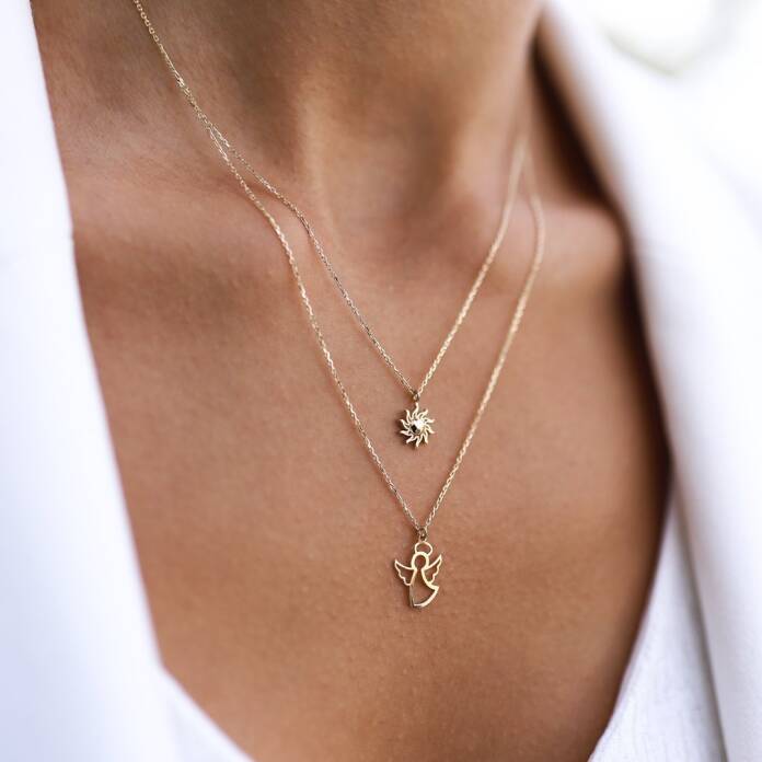 Güneş Melek İkili Kolye - 1