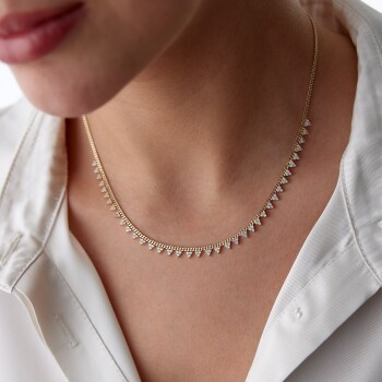 Gurmet Zincire Triangle Taşlı Kolye - MİST (1)