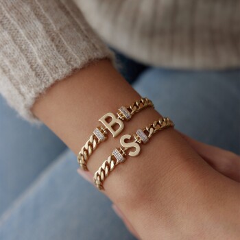 Gurmet Zincirli Bold Harf Bileklik - Rayna