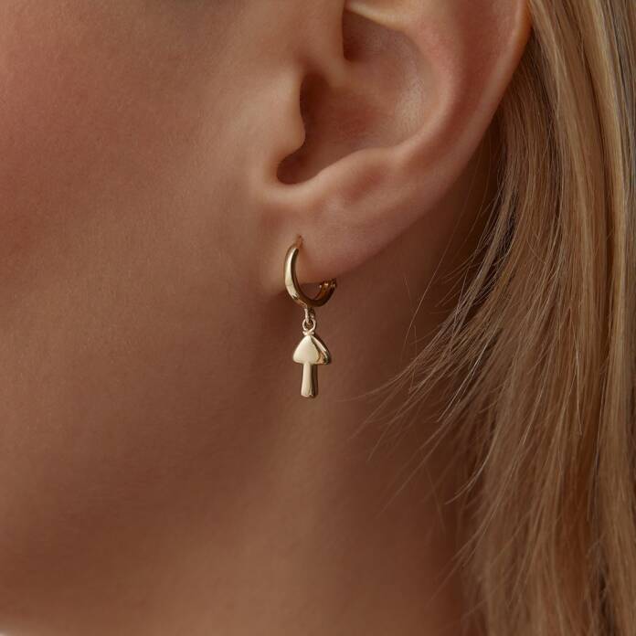 Halka Sallantılı Mini Mantar Küpe - 1