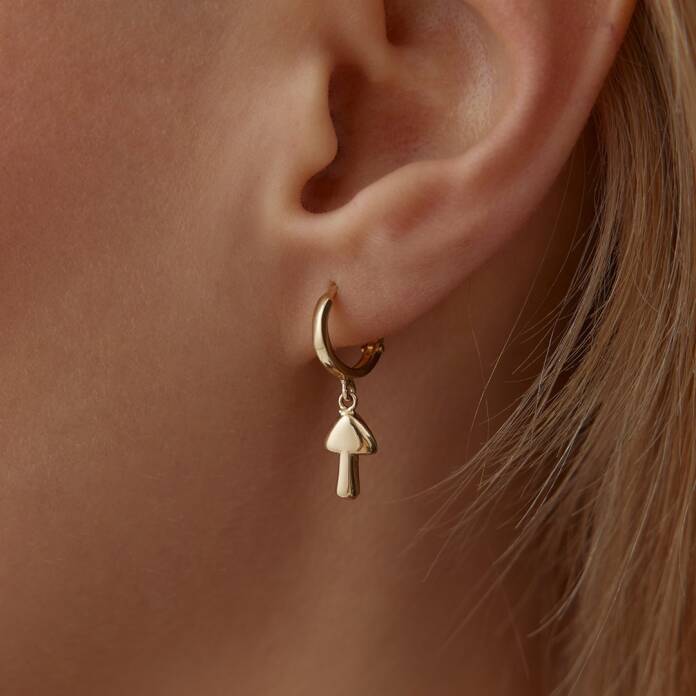 Halka Sallantılı Mini Mantar Küpe - 2