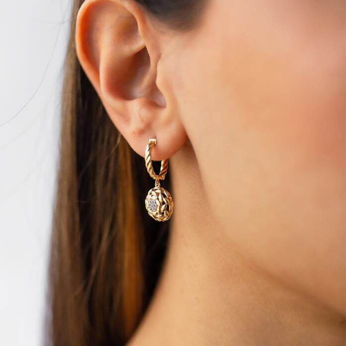 Halka Sallantılı Taşlı Küpe - 1