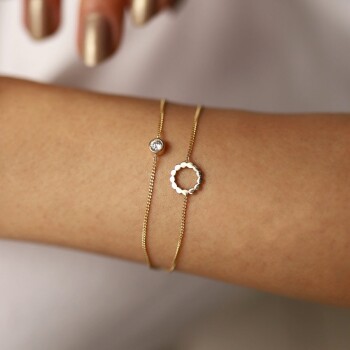 Halka Taşlı İkili Bileklik - Rayna