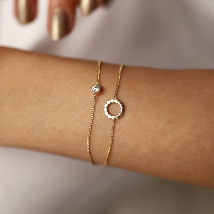Halka Taşlı İkili Bileklik - 1