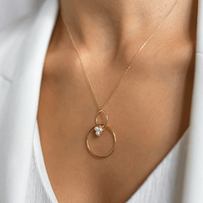 Halka Üçlü İnci Kolye - 1