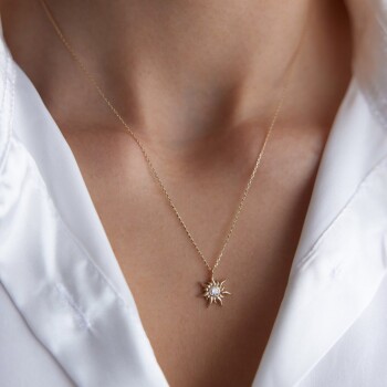 Happy Taşlı Güneş Kolye - Rayna