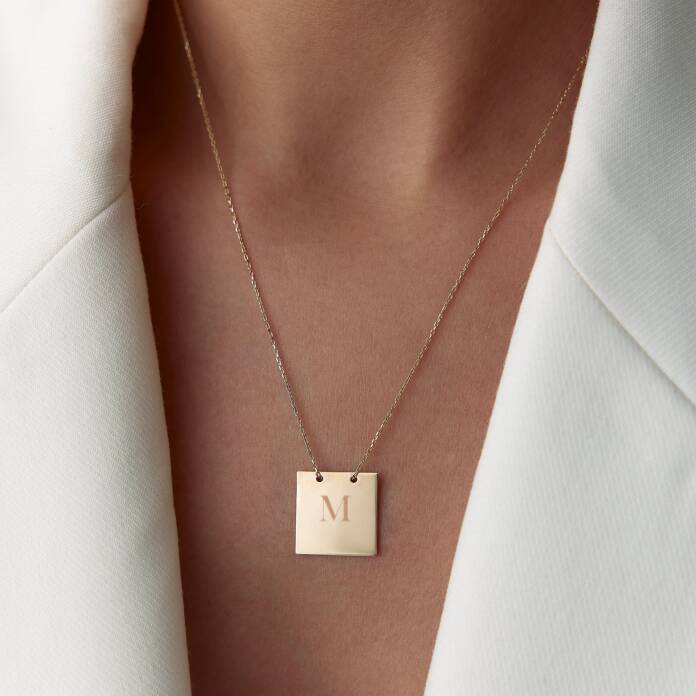 Harf Kare Plaka Kolye - 1