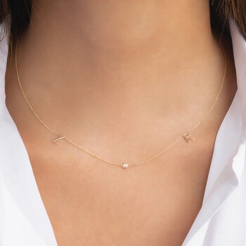 Harfli İki Taşlı Kolye - Özkonak (1)