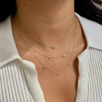 Harfli İki Taşlı Kolye - 4