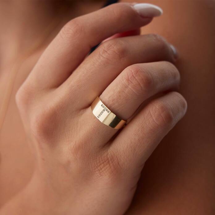 Harfli Taşlı Şovalye Yüzük - 1