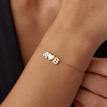 Harfli ve Kalpli Minimal Bileklik - Siempre