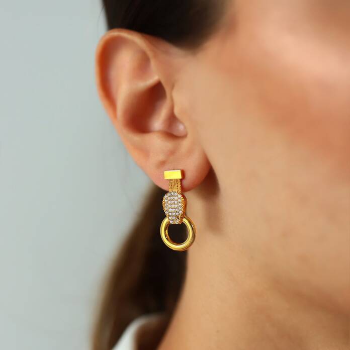 Hasırlı Taşlı Küpe - 1