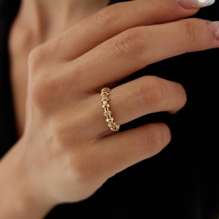 Hollow Taşlı Band Yüzük - 1