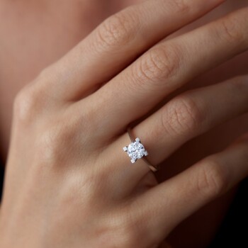 HRD Sertifikalı 1.00 Ct F SI Pırlanta Tektaş Yüzük - Siempre (1)