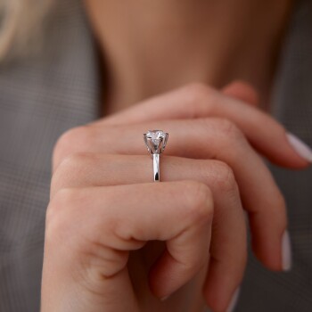 HRD Sertifikalı 1.00 Ct Pırlanta Tektaş Yüzük - Siempre (1)