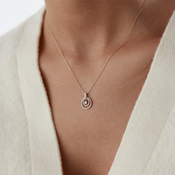 İç İçe Taşlı Halka Kolye - Rayna (1)