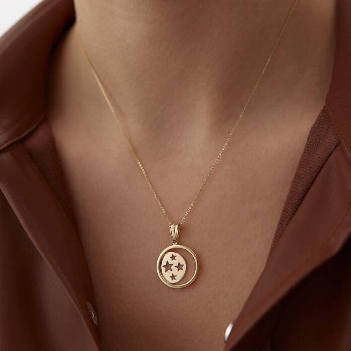 İçi Yıldız ve Ay Çember Kolye - 1