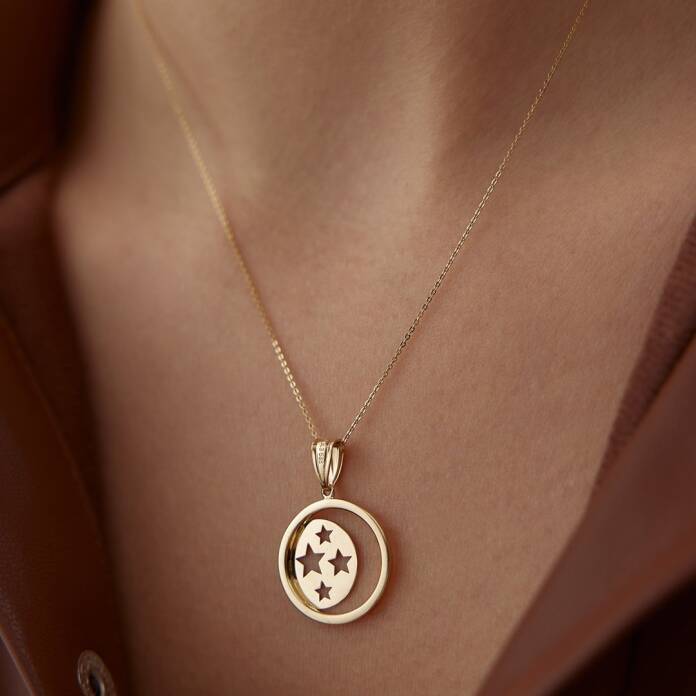 İçi Yıldız ve Ay Çember Kolye - 2