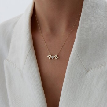 İki Harf Kalp Kolye - Özkonak