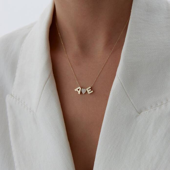 İki Harf Kalp Kolye - 1