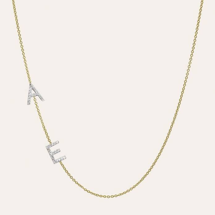 İki Harfli Taşlı kolye - 2