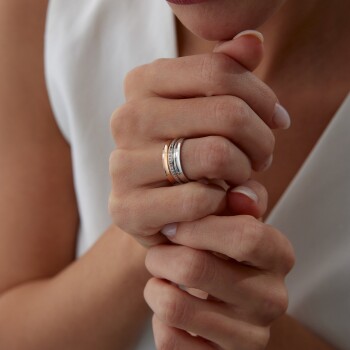 İki Renk Taşlı Alyans - Haskar