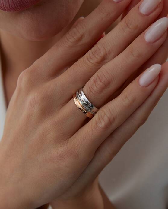 İki Renk Taşlı Alyans - 2