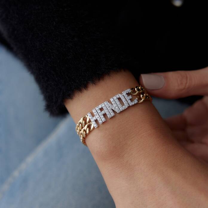 İki Sıra Gurmet Zincir İsim Bileklik - 1