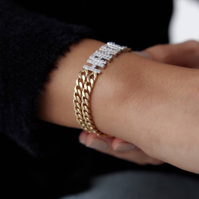 İki Sıra Gurmet Zincir İsim Bileklik - 2