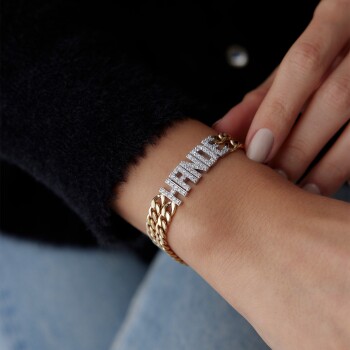 İki Sıra Gurmet Zincir İsim Bileklik - 3